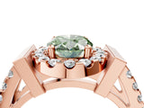 Rose gold Fancy Green Oval Cut Cut Halo Split Shank Prong Set Ring_4