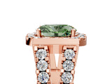 Rose gold Fancy Green Oval Cut Cut Halo Split Shank Prong Set Ring_5