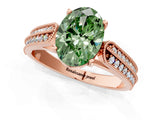 Rose gold Fancy Green Oval Cut Cut Pave Split Shank Engagement Ring with Four-Prong Setting_1