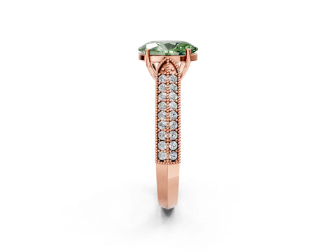 Rose gold Fancy Green Oval Cut Cut Pave Split Shank Engagement Ring with Four-Prong Setting_2