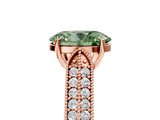 Rose gold Fancy Green Oval Cut Cut Pave Split Shank Engagement Ring with Four-Prong Setting_5