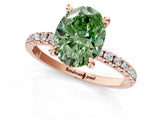 Rose gold Fancy Green Oval Cut Diamond Brilliant Solitaire Ring with Pavé Band and Four-Prong Setting_13