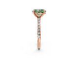 Rose gold Fancy Green Oval Cut Diamond Brilliant Solitaire Ring with Pavé Band and Four-Prong Setting_14
