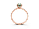 Rose gold Fancy Green Oval Cut Diamond Brilliant Solitaire Ring with Pavé Band and Four-Prong Setting_15