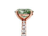 Rose gold Fancy Green Oval Cut Diamond Brilliant Solitaire Ring with Pavé Band and Four-Prong Setting_17