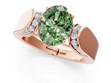Rose gold Fancy Green Oval Cut Diamond Channel Set Solitaire Ring with Four-Prong Setting_13