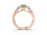 Rose gold Fancy Green Oval Cut Diamond Channel Set Solitaire Ring with Four-Prong Setting_15