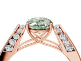 Rose gold Fancy Green Oval Cut Diamond Channel Set Solitaire Ring with Four-Prong Setting_16