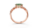 Rose gold Fancy Green Oval Cut Diamond Cluster Pavé Band with Four-Prong Setting_15