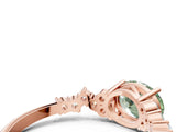 Rose gold Fancy Green Oval Cut Diamond Cluster Pavé Band with Four-Prong Setting_3