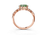 Rose gold Fancy Green Oval Cut Diamond Cluster Pavé Band with Four-Prong Setting_6