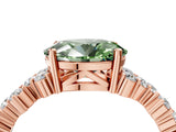 Rose gold Fancy Green Oval Cut Diamond Cluster Pavé Band with Four-Prong Setting_7