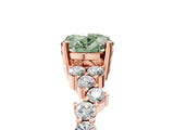 Rose gold Fancy Green Oval Cut Diamond Cluster Pavé Band with Four-Prong Setting_8