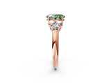 Rose gold Fancy Green Oval  Cut Diamond Cluster Ring with Round Accent Stones and Prong Setting on a Classic Band_51