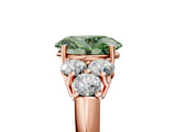 Rose gold Fancy Green Oval  Cut Diamond Cluster Ring with Round Accent Stones and Prong Setting on a Classic Band_54