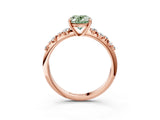 Rose gold Fancy Green Oval Cut Diamond Cluster Side Stone Solitaire Ring with Prong Setting_74