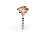 Rose gold Fancy Green Oval Cut Diamond Double Halo Ring with Pavé Band and Prong Setting_60
