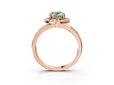 Rose gold Fancy Green Oval Cut Diamond Double Halo Ring with Split Shank and Four-Prong Setting_3