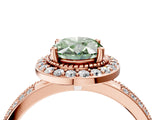 Rose gold Fancy Green Oval Cut Diamond Double Halo Ring with Split Shank and Four-Prong Setting_4