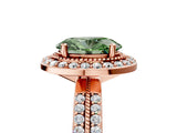 Rose gold Fancy Green Oval Cut Diamond Double Halo Ring with Split Shank and Four-Prong Setting_5