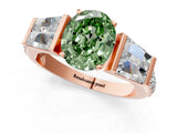 Rose gold Fancy Green Oval Cut Diamond Engagement Ring with Baguette Side Stones and Channel Set Band_20