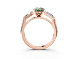 Rose gold Fancy Green Oval Cut Diamond Engagement Ring with Baguette Side Stones and Channel Set Band_22