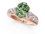 Rose gold Fancy Green Oval  Cut Diamond Engagement Ring with Pavé Band and Four-Prong Setting_4