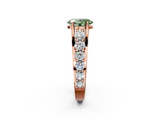 Rose gold Fancy Green Oval  Cut Diamond Engagement Ring with Pavé Band and Four-Prong Setting_5