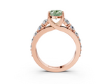 Rose gold Fancy Green Oval  Cut Diamond Engagement Ring with Pavé Band and Four-Prong Setting_6