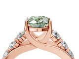 Rose gold Fancy Green Oval  Cut Diamond Engagement Ring with Pavé Band and Four-Prong Setting_7