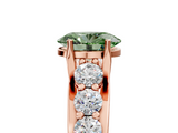 Rose gold Fancy Green Oval  Cut Diamond Engagement Ring with Pavé Band and Four-Prong Setting_8