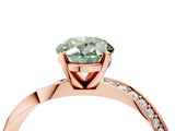 Rose gold Fancy Green Oval Cut Diamond Engagement Ring with Side Stone Accents and Four-Prong Setting_16