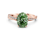 Rose gold Fancy Green Oval Cut Diamond Engagement Ring with Side Stone Accents and Four-Prong Setting_60