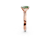 Rose gold Fancy Green Oval Cut Diamond Engagement Ring with Side Stone Accents and Four-Prong Setting_62