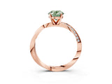 Rose gold Fancy Green Oval Cut Diamond Engagement Ring with Side Stone Accents and Four-Prong Setting_63