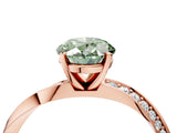 Rose gold Fancy Green Oval Cut Diamond Engagement Ring with Side Stone Accents and Four-Prong Setting_64