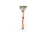Rose gold Fancy Green Oval  Cut Diamond Five-Stone Prong Set White Gold Ring_34