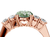Rose gold Fancy Green Oval  Cut Diamond Five-Stone Prong Set White Gold Ring_36