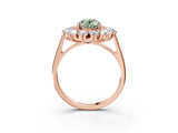 Rose gold Fancy Green Oval Cut Diamond Floral Double Halo Engagement Ring with Prong Setting_27