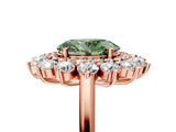Rose gold Fancy Green Oval Cut Diamond Floral Double Halo Engagement Ring with Prong Setting_29