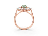 Rose gold Fancy Green Oval Cut Diamond Floral Double Halo Engagement Ring with Prong Setting_63