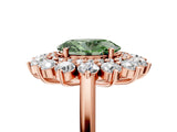 Rose gold Fancy Green Oval Cut Diamond Floral Double Halo Engagement Ring with Prong Setting_65