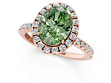 Rose gold Fancy Green Oval  Cut Diamond Floral Halo Engagement Ring with Pavé Band and Prong Setting_38