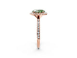 Rose gold Fancy Green Oval  Cut Diamond Floral Halo Engagement Ring with Pavé Band and Prong Setting_39