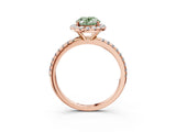 Rose gold Fancy Green Oval  Cut Diamond Floral Halo Engagement Ring with Pavé Band and Prong Setting_40