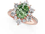 Rose gold Fancy Green Oval  Cut Diamond Floral Halo Pave Band with Prong Setting_38