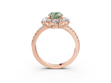 Rose gold Fancy Green Oval  Cut Diamond Floral Halo Pave Band with Prong Setting_40
