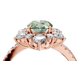 Rose gold Fancy Green Oval  Cut Diamond Floral Halo Pave Band with Prong Setting_41