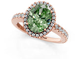 Rose gold Fancy Green Oval Cut Diamond Halo Engagement Ring with Pavé Band and Prong Setting_28