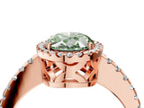 Rose gold Fancy Green Oval Cut Diamond Halo Engagement Ring with Pavé Band and Prong Setting_31